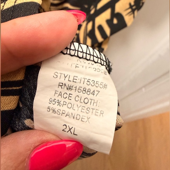 Talent Abstract Wrap Top Black Tan Short Sleeve Size 2XL - Picture 6 of 6